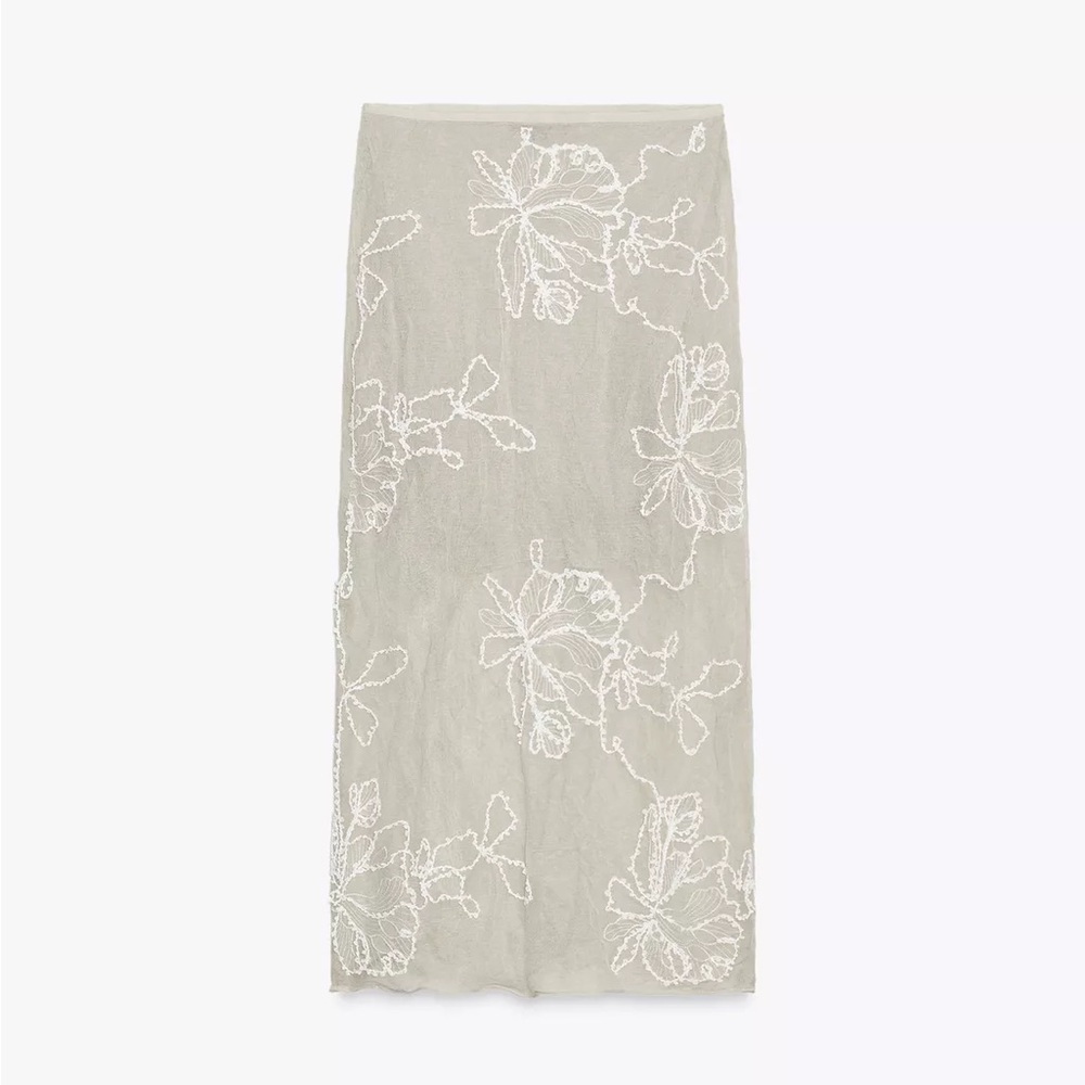 NWT Zara Semi-Sheer Structured Knit Skirt